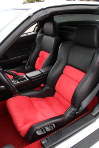 Acura NSX black leather power bucket seats with red suede trim