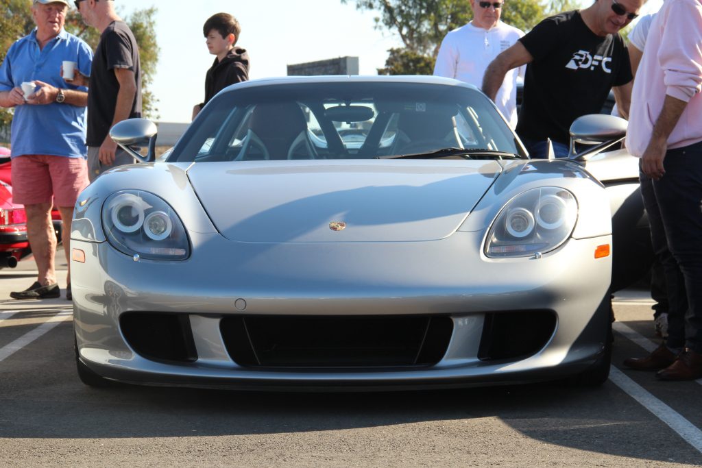 Porsche Carrera GT in silver color, front