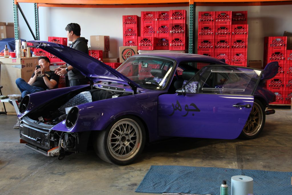 A purple Porsche 964 waiting to be built by Akira Nakai